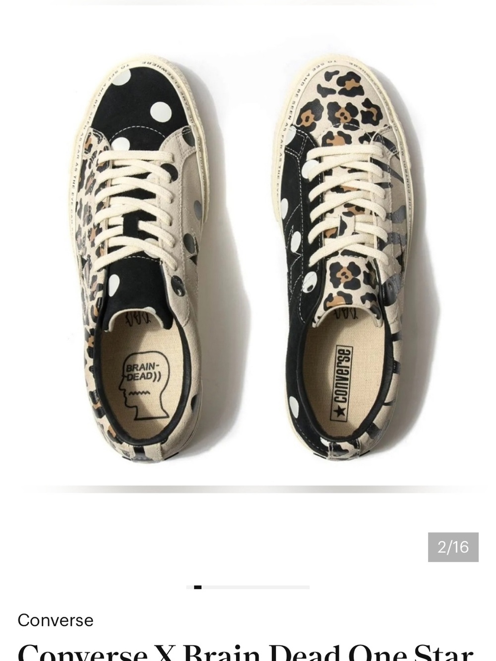 Converse x Brain Dead One Star Low Top Sneaker - Black & Cream Leopard